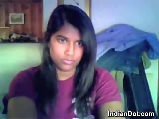 Cute Indian Chick Strips And Plays Alone